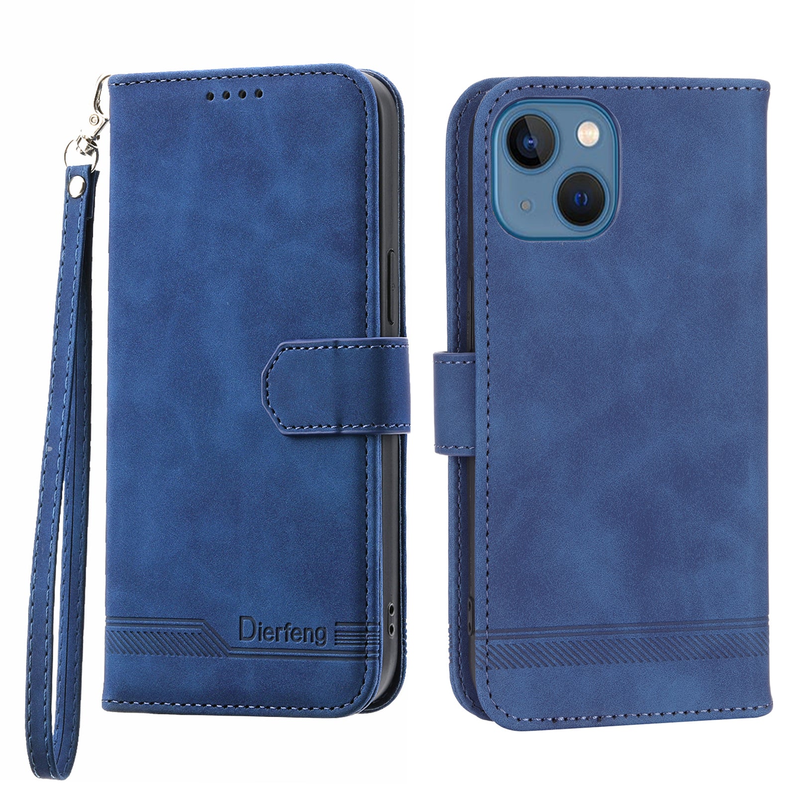 DIERFENG DF-03 Anti-fall Phone Cover for iPhone 13 6.1 inch, Stand Wallet PU Leather Lines Imprinted Anti-scratch Phone Case - Pink DIERFENG DF-03 Anti-fall Phone Cover for iPhone 13 6.1 inch, Stand Wallet PU Leather Lines Imprinted Anti-scratch Phone Case - Pink